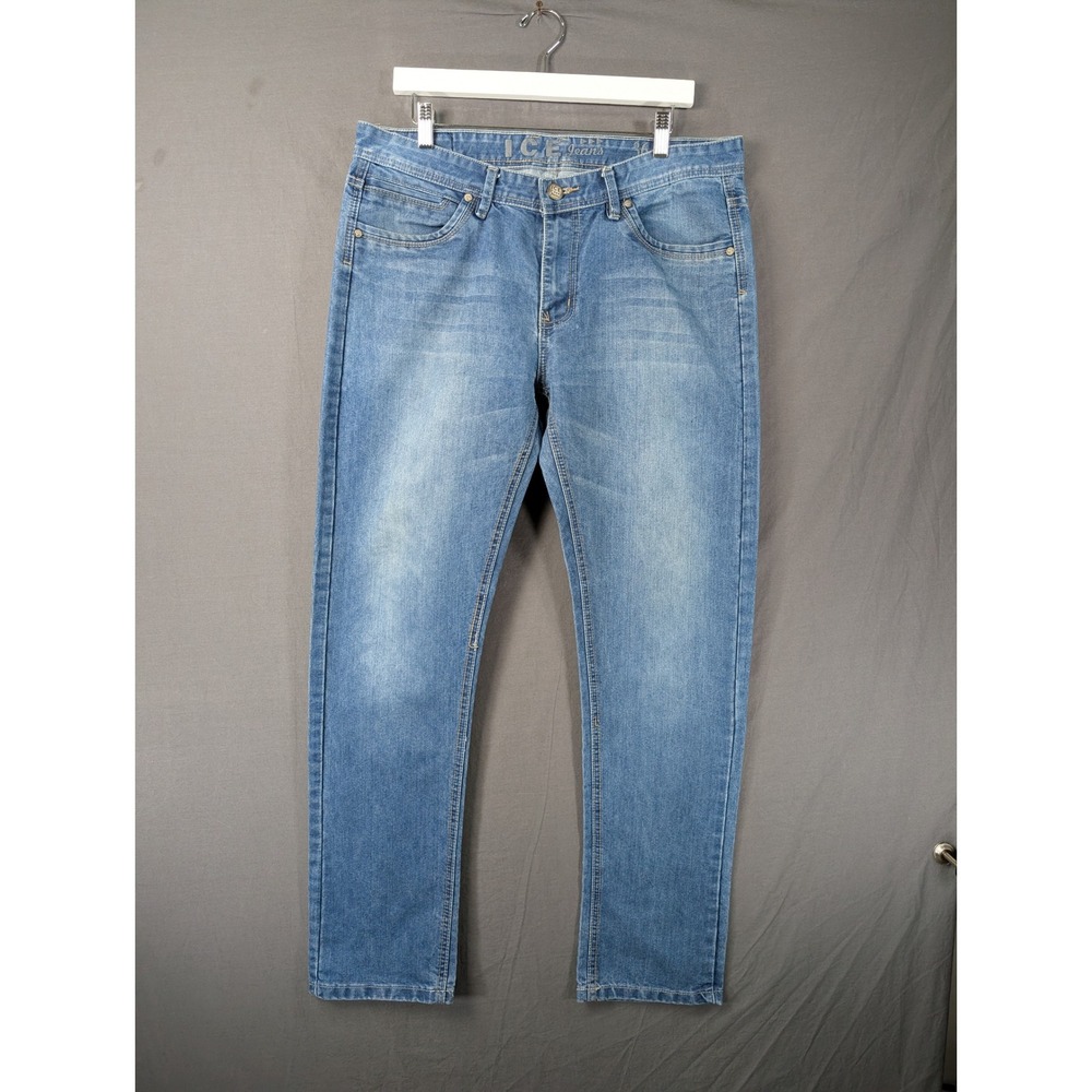 ICE Jeans Mens Size 36 Blue Denim Straight Leg Casual Five Pocket Pants‎